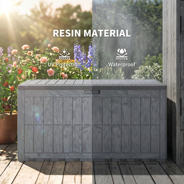 Outsunny Coffre de rangement en resine de 378 litres, coffre exterieur verrouillable
