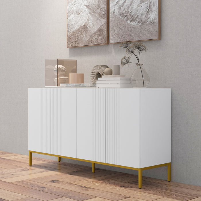 HOMCOM Buffet avec etageres reglables, portes a fermeture douce