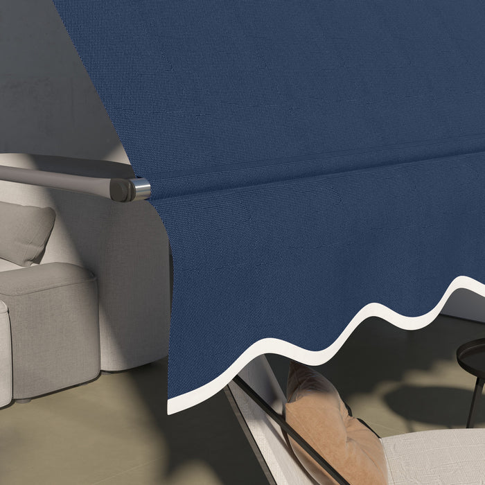 Outsunny Auvent Retractable 11,5' X 4', Autoportant Et Sans Vis, Bleu