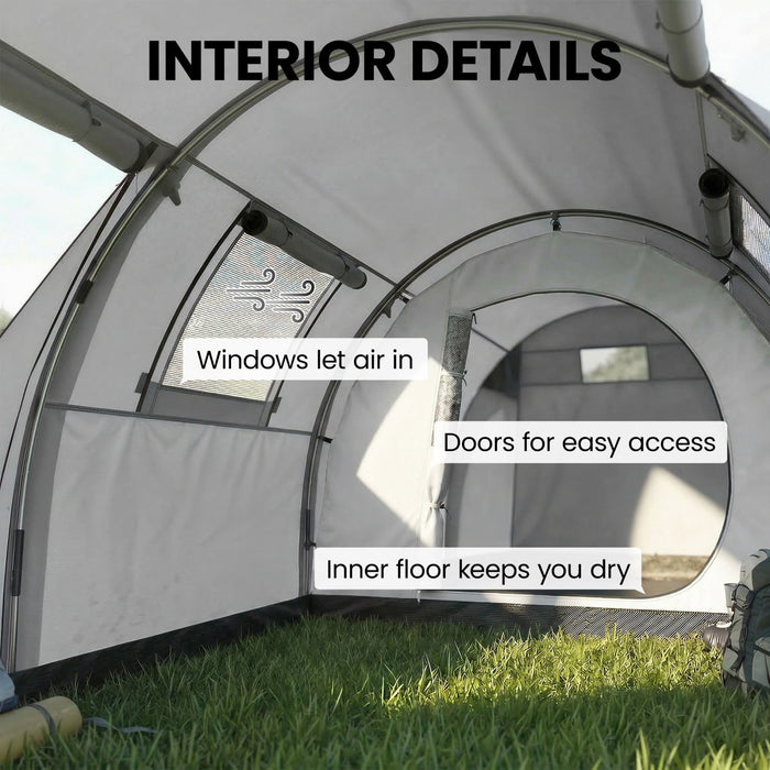 Outsunny Tente de Camping 3-4 Personnes avec 2 Pieces, Tente Familiale Impermeable