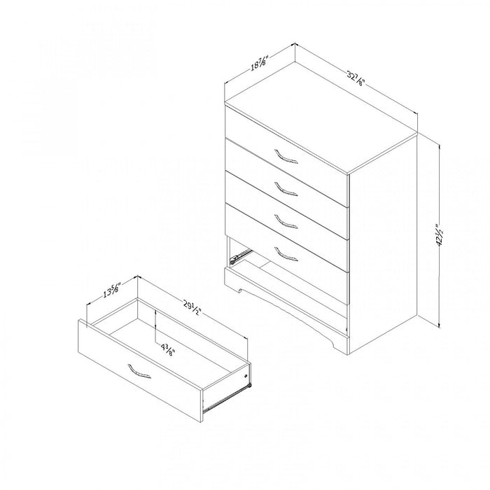 Commode verticale Step One à 5 tiroirs - chocolat