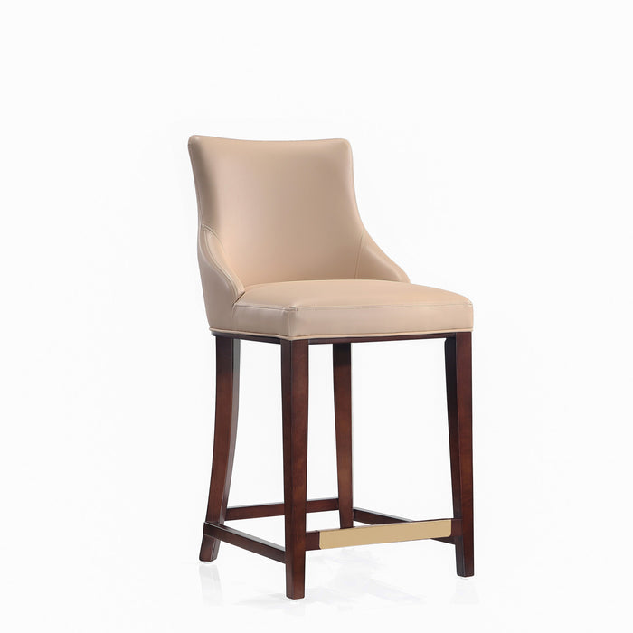 Tabouret de comptoir moderne en bois avec assise rembourree Shubert, couleur beige - Lot de 2