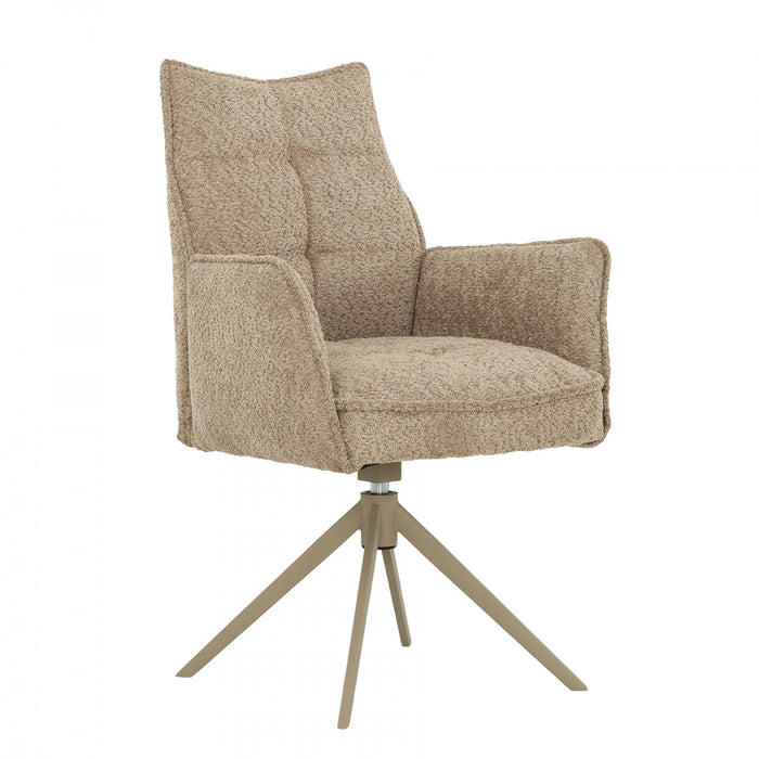 Fauteuil de salle a manger pivotant Elowen rembourre taupe (ens. de 2)