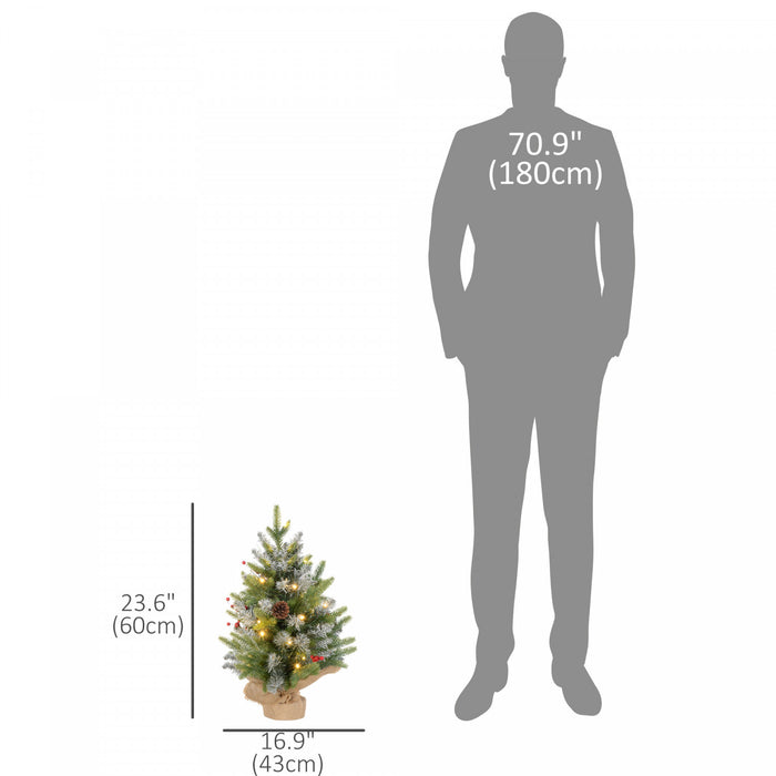 HOMCOM Lot de 2 sapins de Noel artificiels pre-eclaires 60 cm, vert