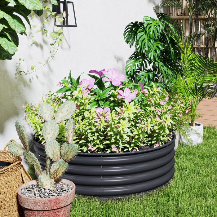 Outsunny Jardiniere en metal, boite de jardin 4 x 4 x 1,5 pi gris fonce