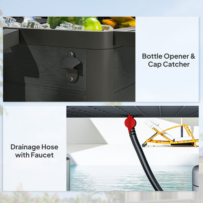 Glaciere de Patio Outsunny 104 Litres a Roulettes avec Etageres, Noir