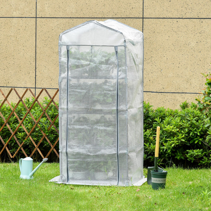 Outsunny Serre Portable avec 4 Etageres, Exterieur, Blanc