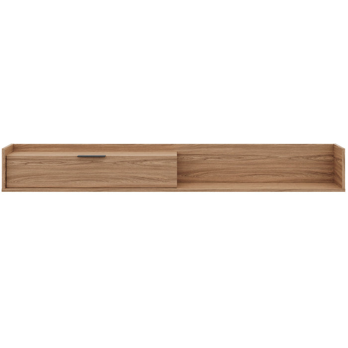 Meuble pour téléviseur mural mince Nordika de 72 po avec armoire de rangement - noyer clair