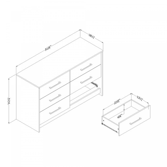  Commode Londen à 6 tiroirs - chêne hivernal