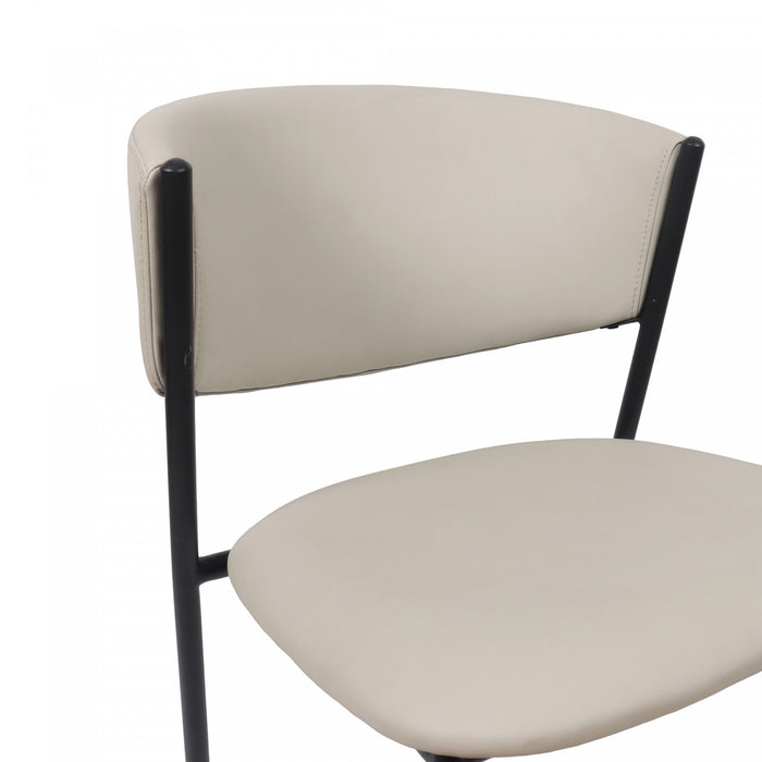 Chaise laterale contemporaine moderne Drift en cuir vegetalien et metal, gris pierre - Lot de 4