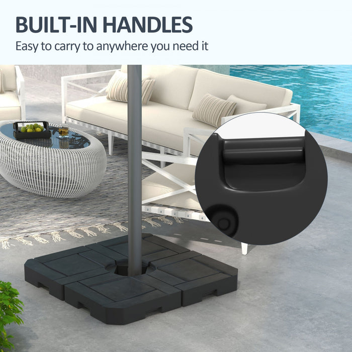 Outsunny 4 pieces poids de base de parasol, remplis d'eau ou de sable