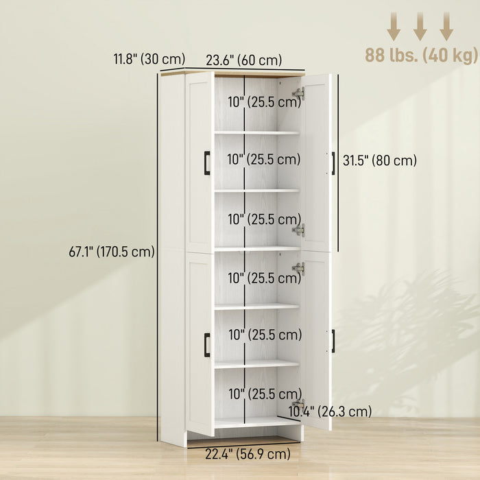 HOMCOM Armoire de rangement 67\" a 4 portes avec etageres reglables blanc