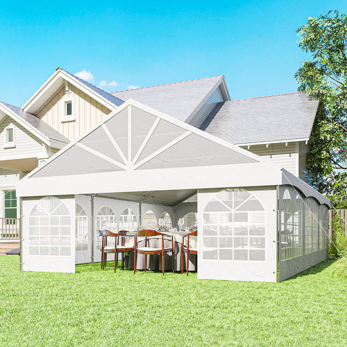 Outsunny Auvent Exterieur, Tente De Fete 20' X 30' Avec Sacs De Transport