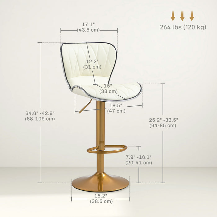 HOMCOM Lot de 2 tabourets de bar reglables, tabourets de comptoir pivotants