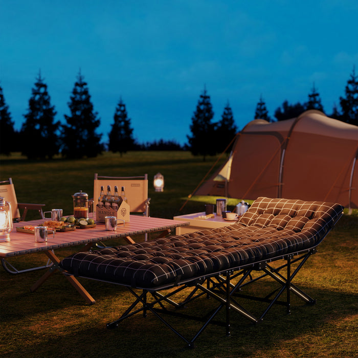 Outsunny Lit De Camping Pour Adultes Avec Matelas, Lit Pliant, Noir