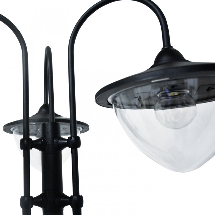 Outsunny Lampadaire Solaire A 3 Tetes Led Avec Jardiniere, Piles Applicables Incluses, Noir