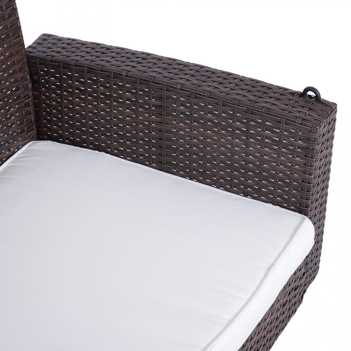 Outsunny 2 Personnes Exterieur En Osier Porche Balancoire Jardin Banc Suspendu Avec Coussin Cour Double Hamac Siege De Salon De Soleil Blanc
