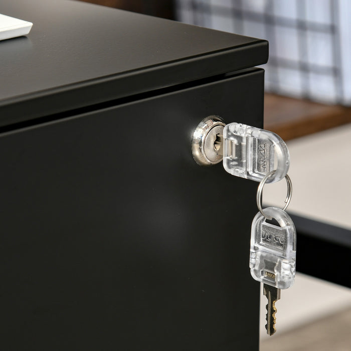 Vinsetto Classeur A 2 Tiroirs, Verrouillable Sur Roues Pour Le Bureau