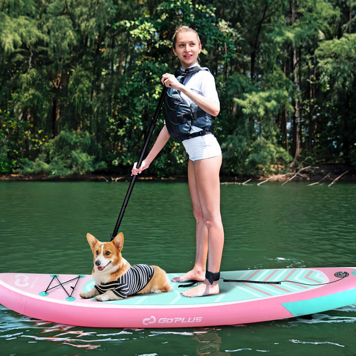 Grand Tableau Gonflable De Sup Goplus, Tableau De Pagaie Portable Avec Des Anneaux 5d Se Tiennent Sur Le Tableau De Pagaie Pour La Jeunesse Et L'adulte Rose Clair