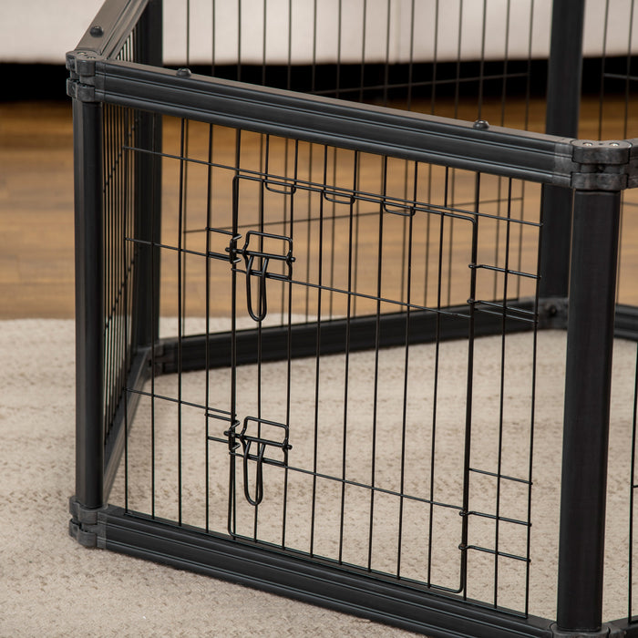 Pawhut Parc Pour Animaux De Compagnie 24,5\", Enclos D'exercice Pour Chien A 6 Panneaux, Cloture De Mise Bas Pliable Pour Chiot, Loquets A Double Verrouillage, Utilisation Interieur Et Exterieur Noir
