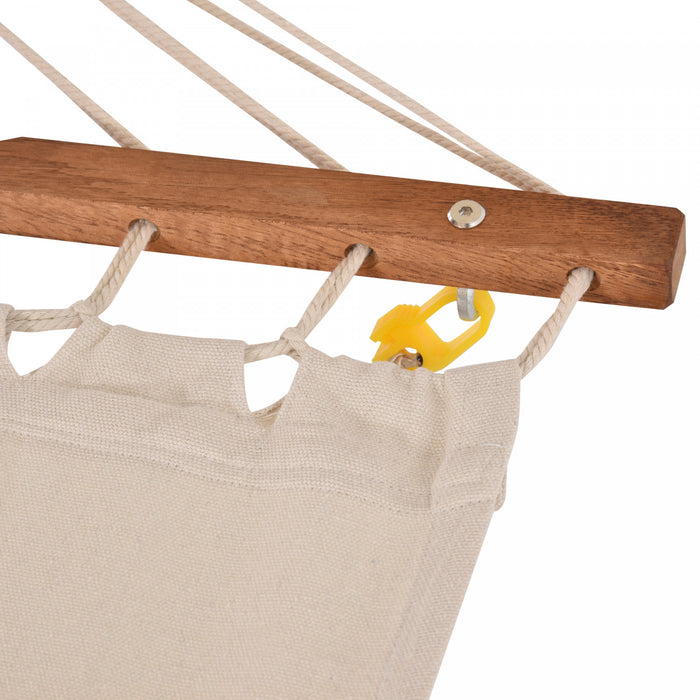 Outsunny Ensemble Lit Et Support Hamac A Arc Pivotant En Bois, Blanc/teck