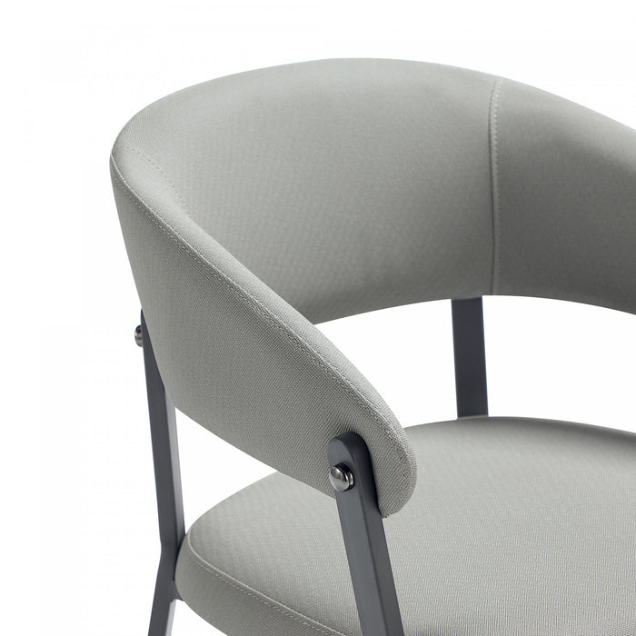 Chaise de salle a manger moderne en metal et tissu Belle, gris pierre - Lot de 4