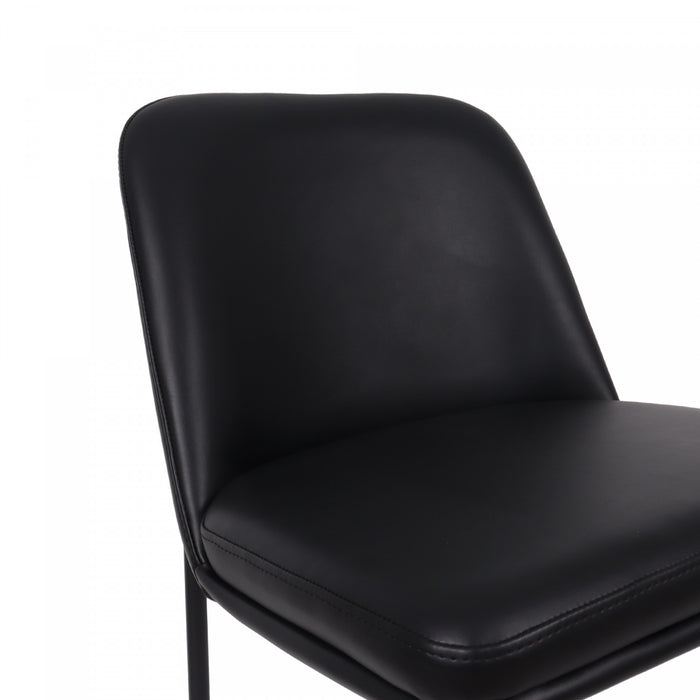 Tabouret de comptoir contemporain Loft en cuir vegetalien et metal noir - Lot de 2