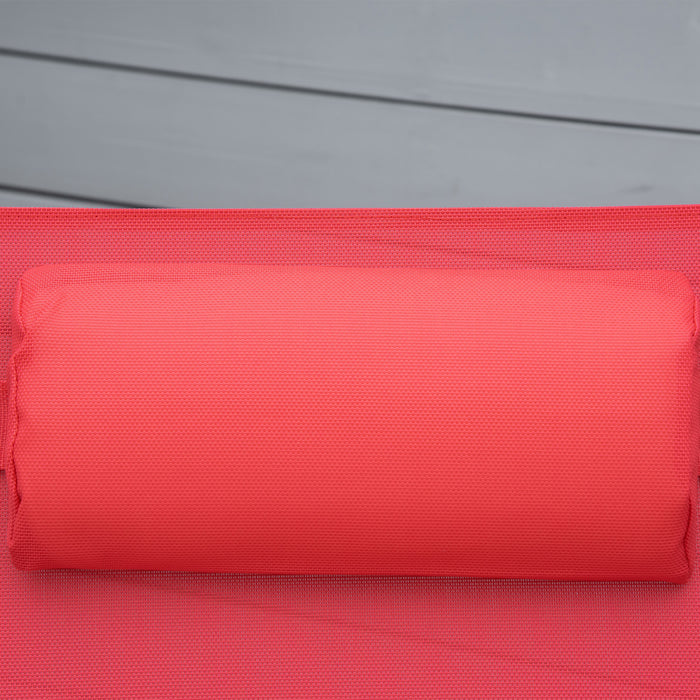 Outsunny Chaise Longue D'exterieur, Dossier Reglables En 7 Positions, Rouge