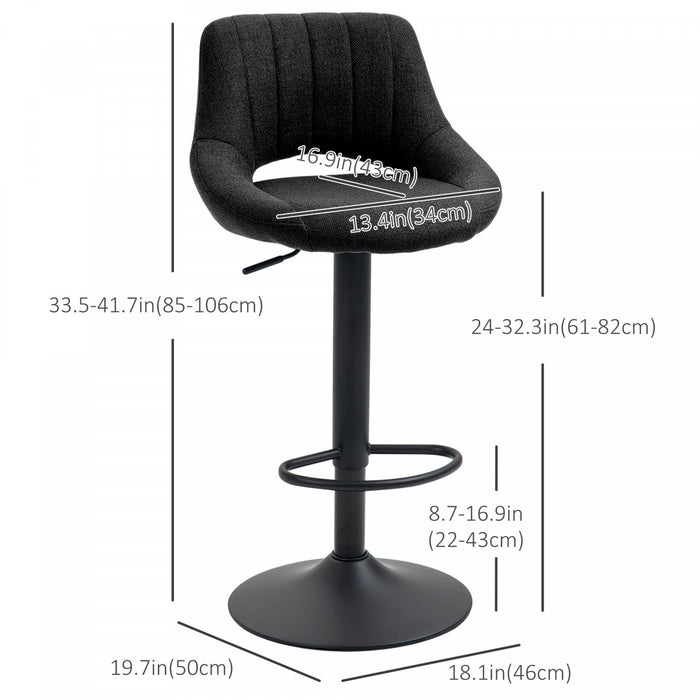 HOMCOM Tabourets de bar, chaises de bar pivotantes a hauteur reglable