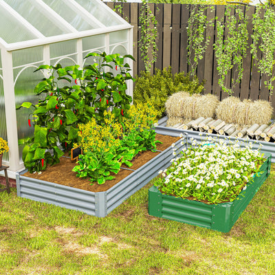 Outsunny 8x4x1ft Galvanized Raised Garden Bed, Open Bottom, Silver