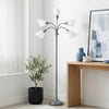 Skye 5 Light Adjustable Gooseneck Floor Lamp, Silver & White, 67"H | Skye Lampadaire a 5 lumieres avec cols de cygne reglables, Argent et Blanc, 67 po H