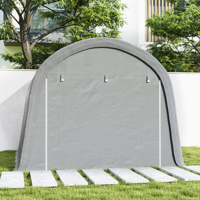 Outsunny Hangar De Stockage Exterieur 10'x10', Hangar Portable, Gris Clair