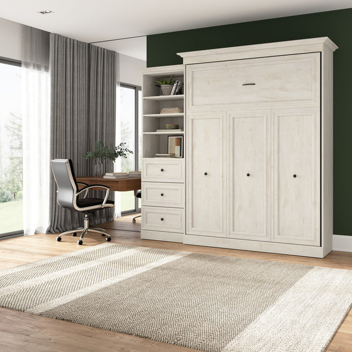 Grand lit escamotable Versatile de Bestar de 92 po (L) avec organisateur de garde-robe et tiroirs - blanc