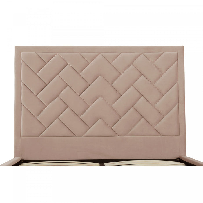 Lit Queen Moderne Crosby Rembourre en Velours Nude