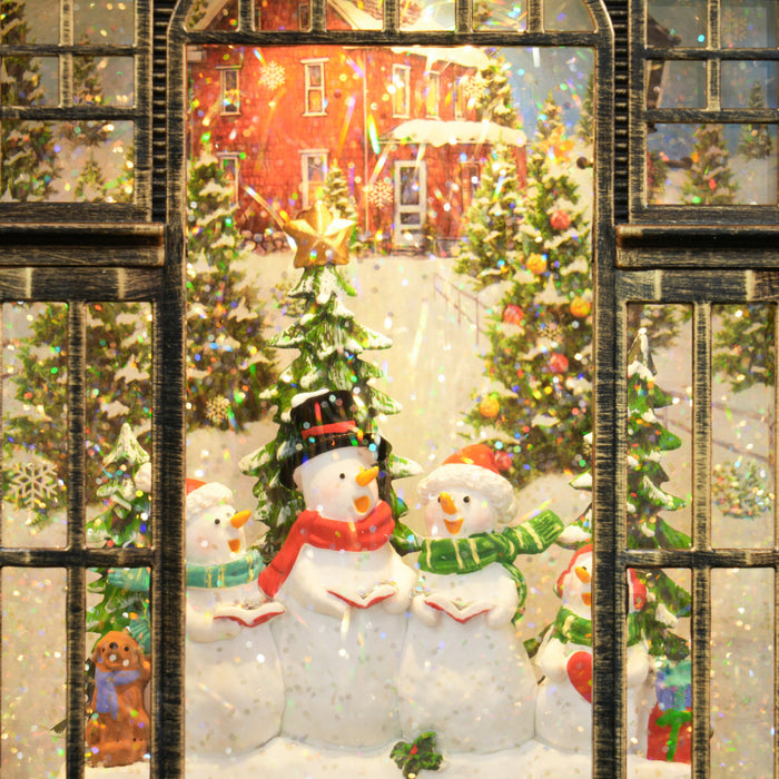 HOMCOM Lanterne boule a neige de Noel avec lumieres, musique et paillettes
