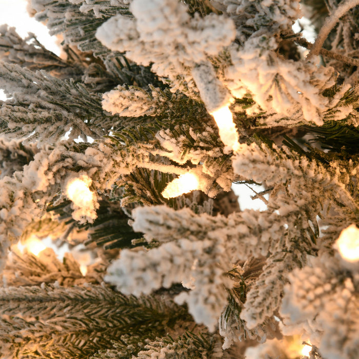 Homcom Arbre De Noel Artificiel Floque De 6 Pi Avec Lumieres Jaune