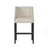 Tabouret De Bar Deborah Avec Accoudoirs, Revêtement En Cuir Reconstitué Matelassé - Coloris Ivoire