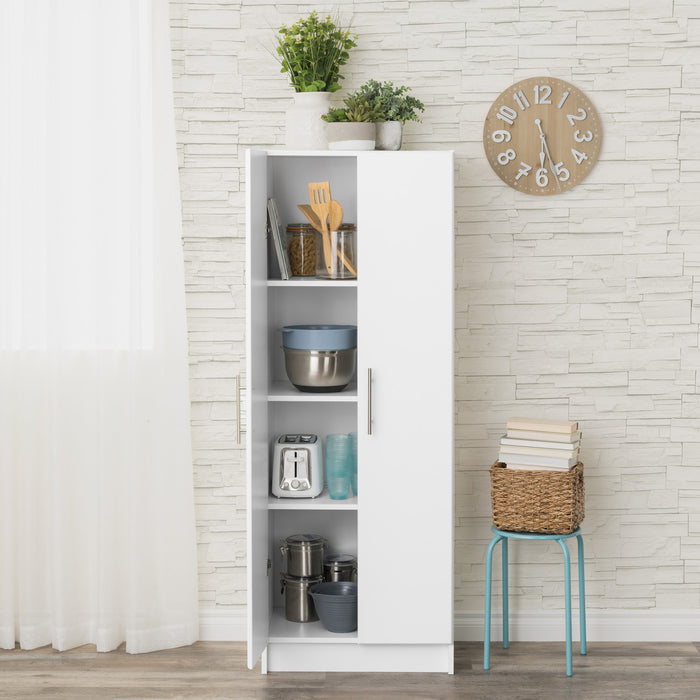 Armoire profonde de rangement Elite avec tablettes fixes et réglables - blanche