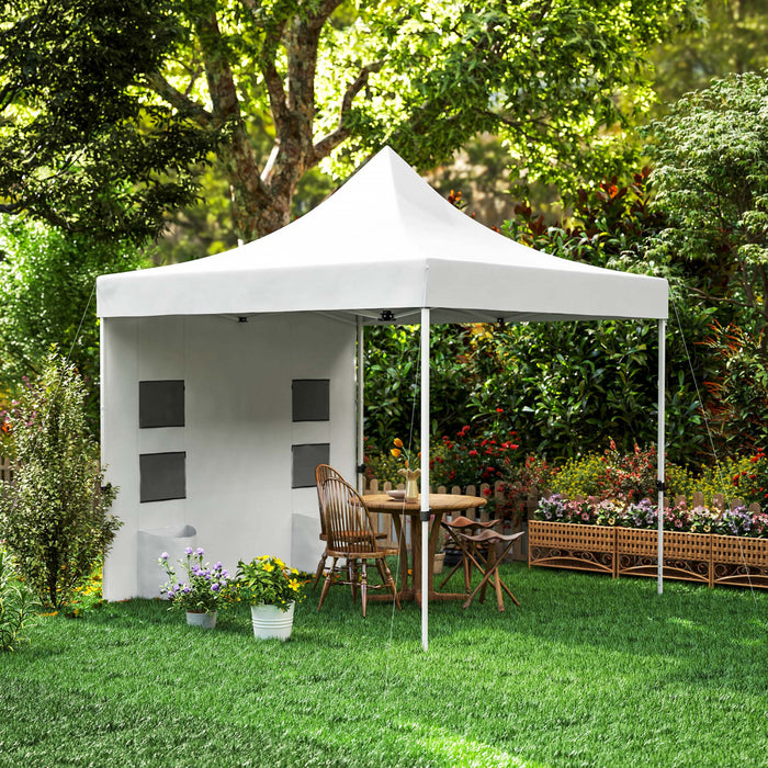 Outsunny Tente A Auvent Escamotable Robuste 10' X 10', Upf50+, Blanc