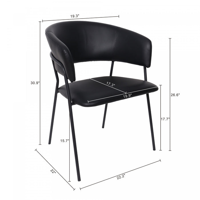 Fauteuil contemporain moderne en cuir vegetalien avec accoudoirs en metal noir - Lot de 2