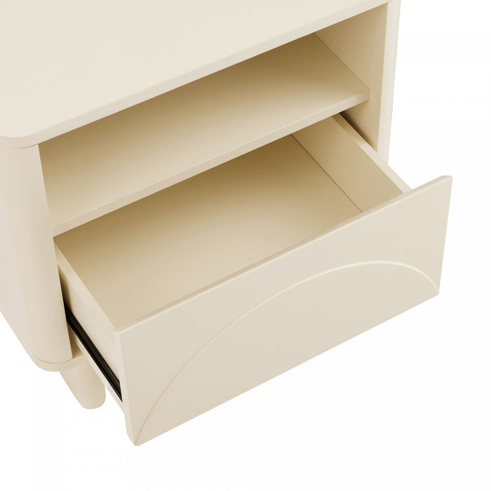 Table de nuit moderne Ella 20\" en creme (1 tiroir) - Lot de 2