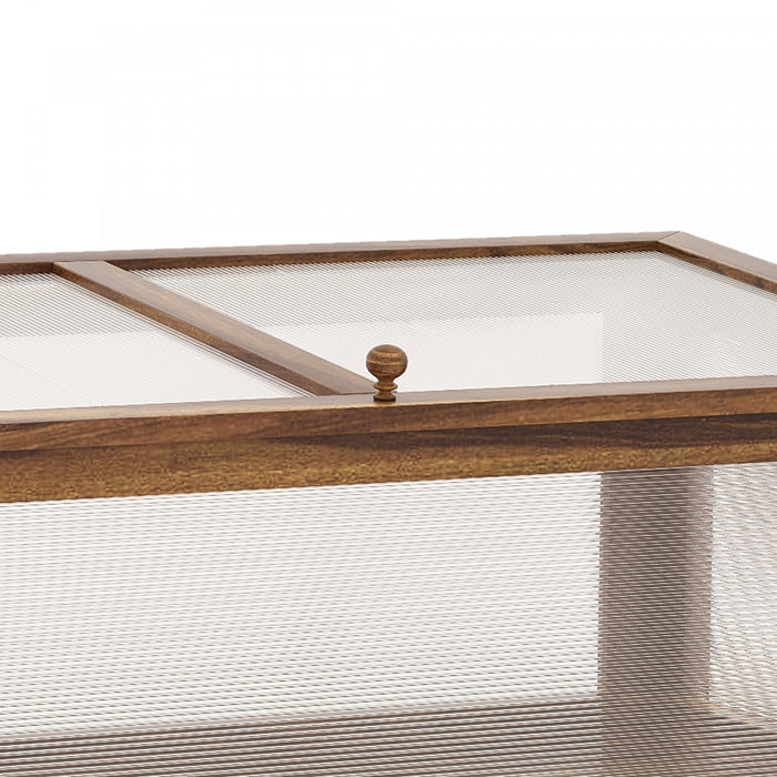 Outsunny Jardiniere Sur Pieds Avec Serre De Jardin En Panneau Polycarbonate Jardiniere Surelevee Rectangulaire Exterieur Marron