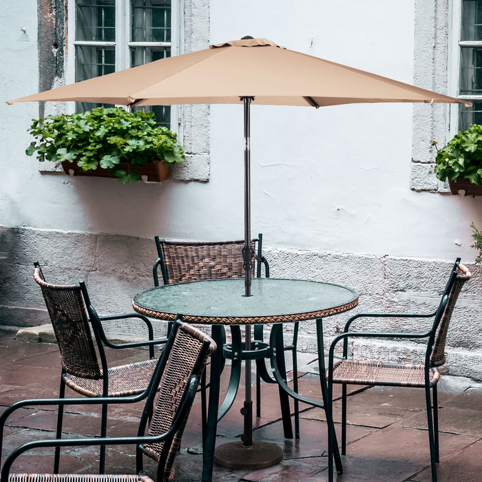 Costway Parasol de Patio 9FT Marche d'Exterieur en Acier Incline avec Manivelle Ombre Solaire Cour Jardin