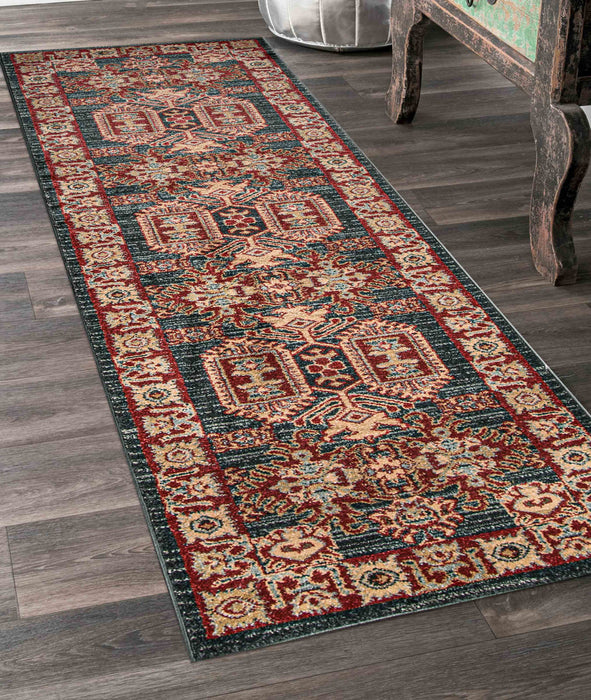 Tapis Traditionnel Lena 2'3\" x 7'6\" en Bleu