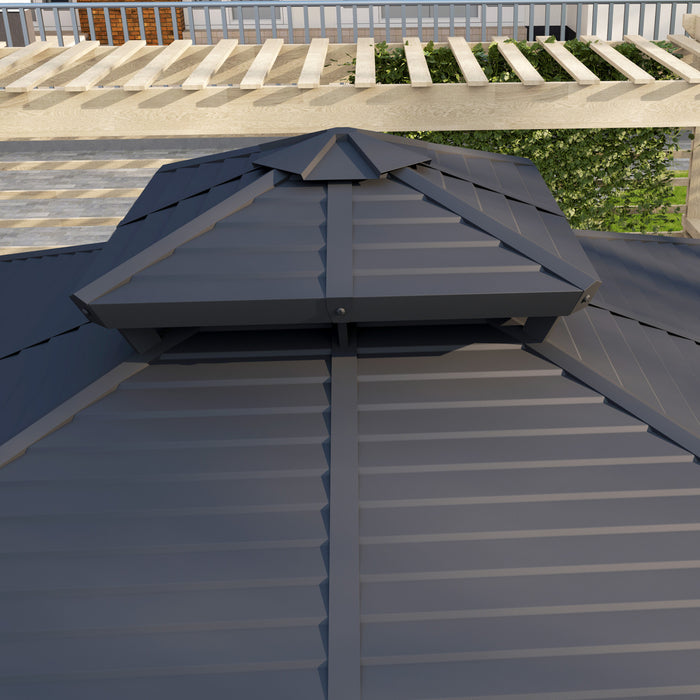 Outsunny Gazebo Exterieur En Aluminium A Toit Rigide 10x10 Pi, Gris Clair