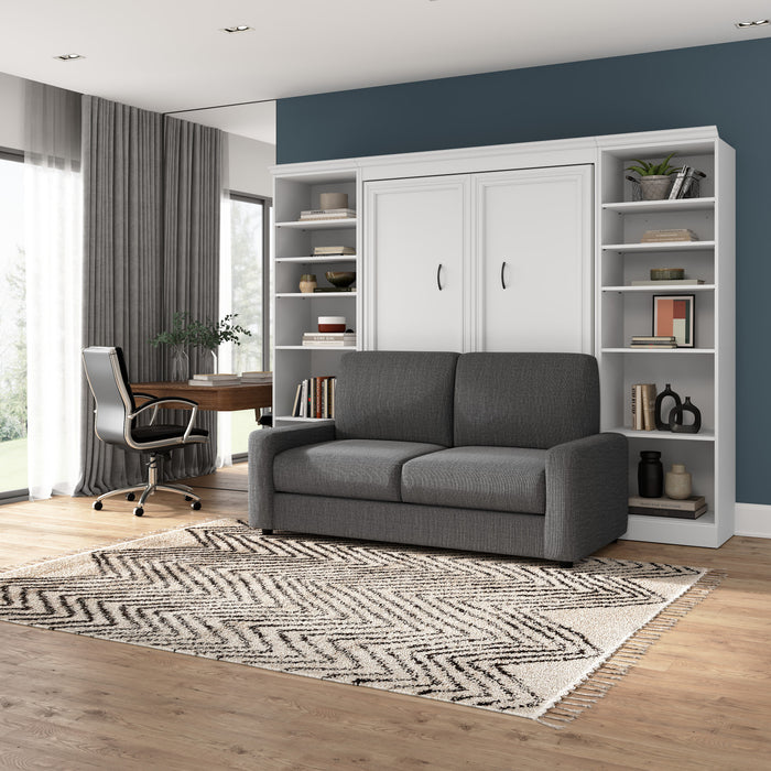Lit double escamotable Versatile de Bestar avec sofa et organisateurs de garde-robe (109 po [L]) - blanc