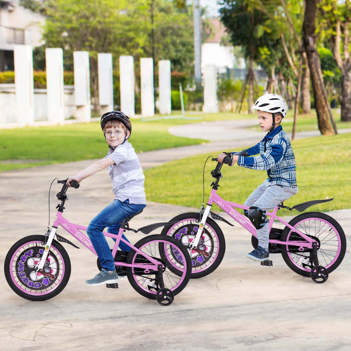 Costway 18\" Velo Pour Enfants Pour 4-8 Avec Guidon Reglable En Hauteur Et Frein A Main En Selle Violet