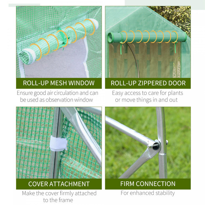 Outsunny 15'x10'x7' Serre Exterieure Jardin Plante Tunnel Maison Chaude Jardin Graine Fleur Croissance Tente Vert