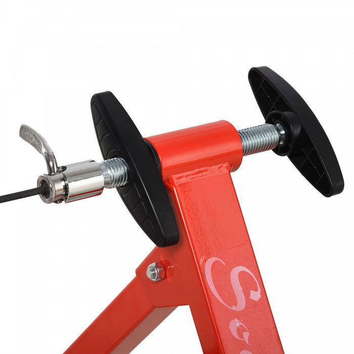 Soozier Velo Interieur Entrainement Magnetique Exercise Fitness Support De Velo Resistance A 5 Niveaux - Rouge