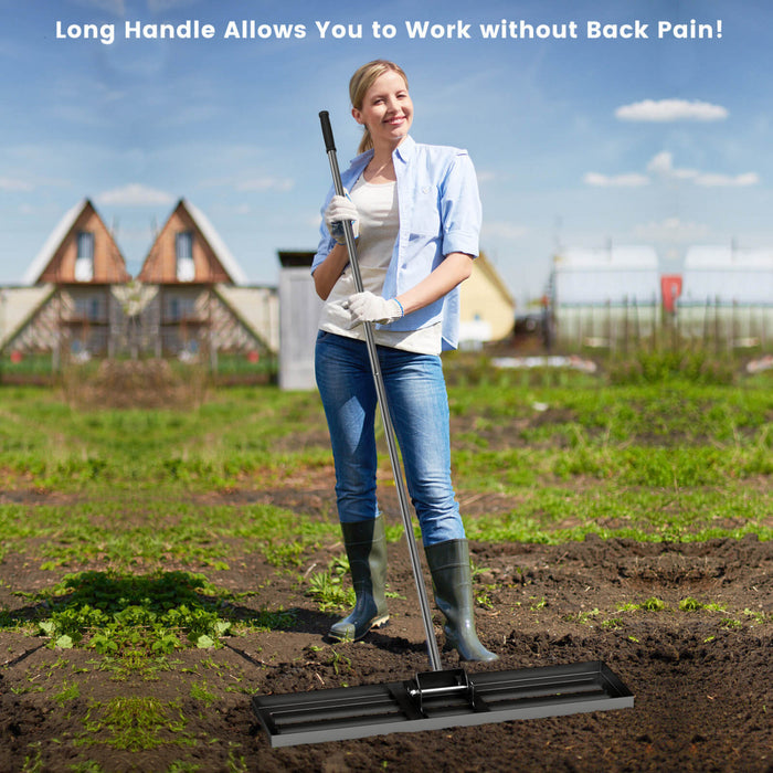 Costway Pelouse Nivellage Rake 36\" X 10\" Lourd Outil De Pelouse De Niveau Pour Jardin Arriere-cour/pelouse Noir